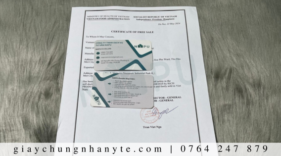 Đăng ký Certificate of Free Sale